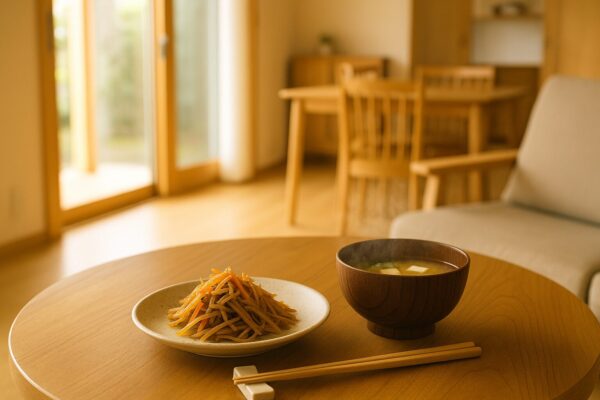 健康寿命をのばす家と食事のイメージ
