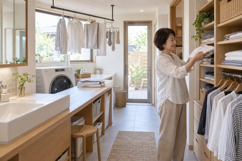 洗う・干す・畳む・しまう、快適な家事室